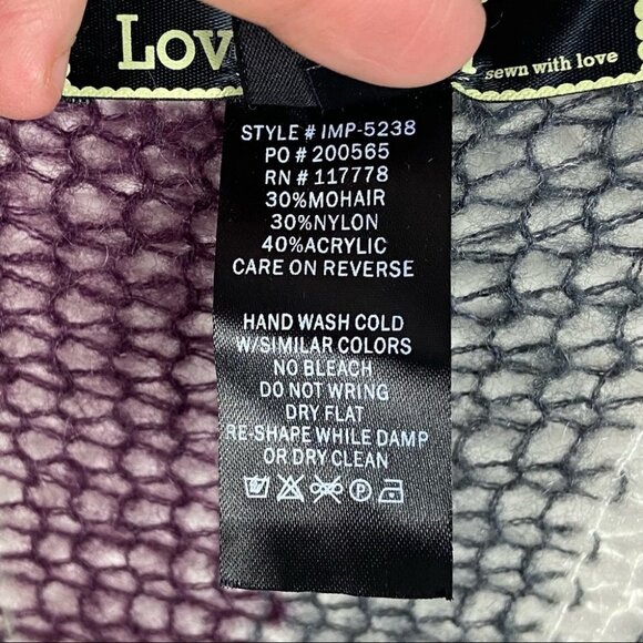 Love Stitch‎ Mohair Pink Grey Blue Striped Open Knit Cardigan Sweater Size Small - Picture 8 of 12